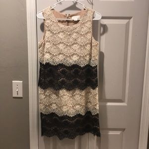 Cream & Black Jessica Simpson Lace Cocktail Dress
